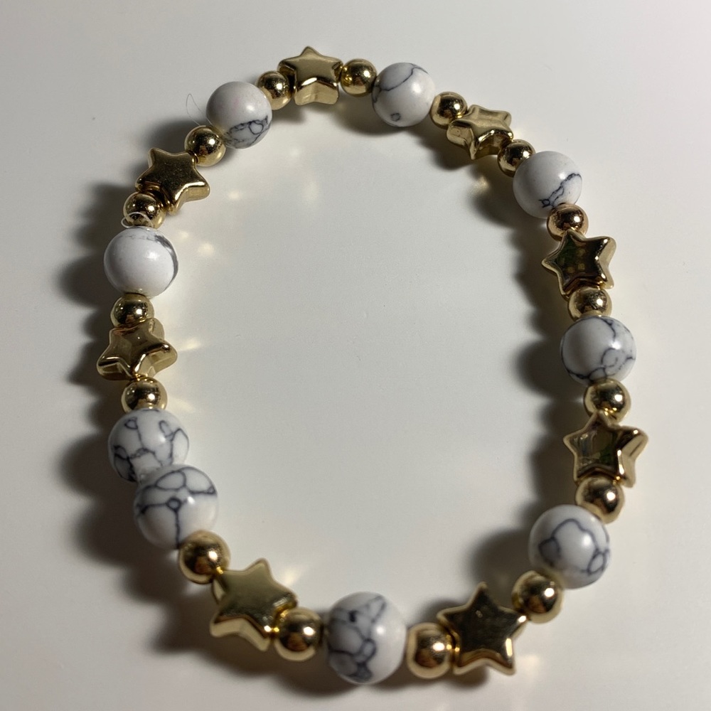 Handmade marble w gold stars bracelet